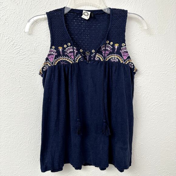 Anthropologie Akemi & Kin Crochet Blue Sleeveless Top - Picture 3 of 11